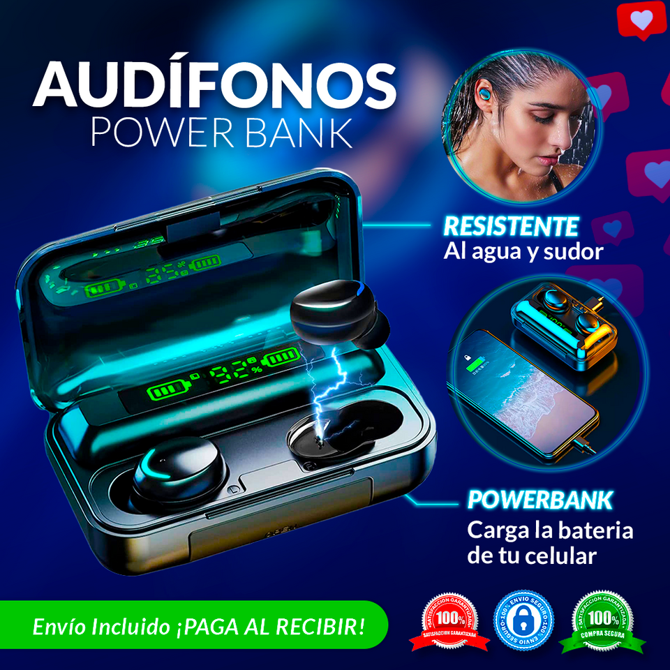 AUDÍFONOS BLUETOOTH F9-5 POWER BANK